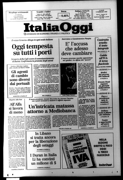 Italia oggi : quotidiano di economia finanza e politica